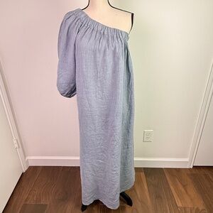 Beachwood Baby Womens The Milos Linen One Shoulder Maternity Dress Blue One Size